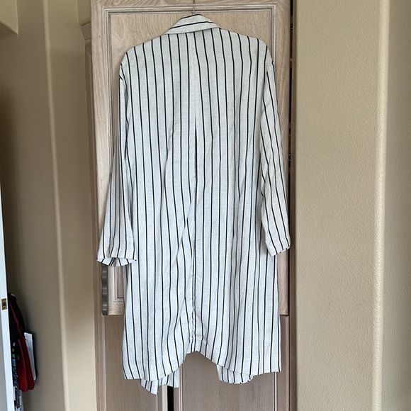 Topshop Striped Trench Coat with Pockets - Picture 6 of 7